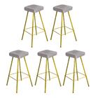 Kit 05 Banqueta Alta Lira Eiffel Suede Cinza