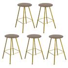 Kit 05 Banqueta Alta Loni Eiffel Dourado Suede Bege