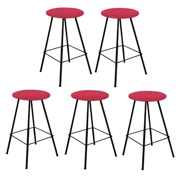 Kit 05 Banqueta Alta Loni Eiffel Preto Suede Vermelho