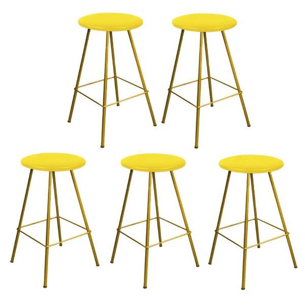 Kit 05 Banqueta Alta Loni Eiffel Suede Amarelo