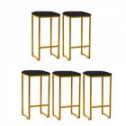 Kit 05 Banqueta Alta Lua Corino Preto