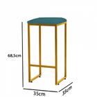 Kit 05 Banqueta Alta Lua Dourado Suede Azul Turquesa