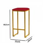 Kit 05 Banqueta Alta Lua Dourado Suede Vermelho