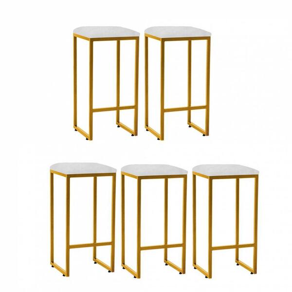 Kit 05 Banqueta Alta Lua Suede Branco