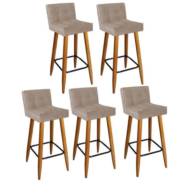 Kit 05 Banqueta Alta Lucy Castanho Suede Bege