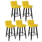 Kit 05 Banqueta Alta Lucy Preto Suede Amarelo