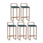 Kit 05 Banqueta Alta Luffi Com Encosto Bronze Azul