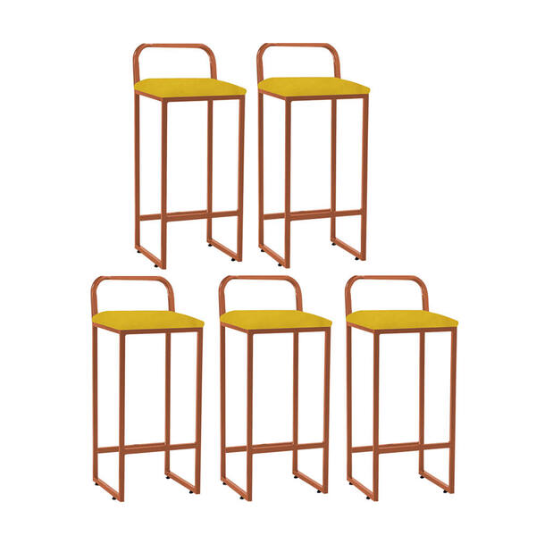Kit 05 Banqueta Alta Luffi Com Encosto Cozinha Bar Balcão Bis