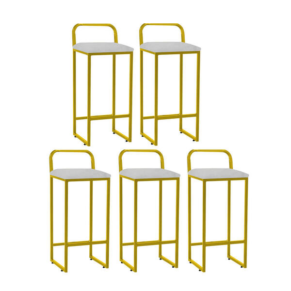 Kit 05 Banqueta Alta Luffi Com Encosto Cozinha Bar Balcão Bis