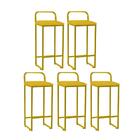 Kit 05 Banqueta Alta Luffi Com Encosto Dourado Amarelo