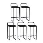 Kit 05 Banqueta Alta Luffi Com Encosto Preto Preto