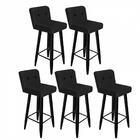 Kit 05 Banqueta Alta Preto Botão Preto Corino Preto