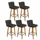 Kit 05 Banqueta Alta Preto Corino Cinza