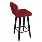 Kit 05 Banqueta Alta Preto Corino Vermelho