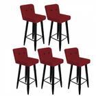 Kit 05 Banqueta Alta Preto Corino Vermelho