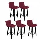 Kit 05 Banqueta Alta Preto Corino Vermelho