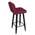 Kit 05 Banqueta Alta Preto Corino Vermelho