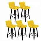 Kit 05 Banqueta Alta Preto Suede Amarelo