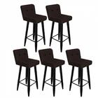 Kit 05 Banqueta Alta Preto Suede Marrom