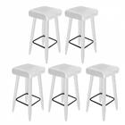 Kit 05 Banqueta Alta Quadrado Branco Corino Branco