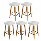 Kit 05 Banqueta Alta Quadrado Castanho Corino Branco