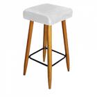 Kit 05 Banqueta Alta Quadrado Castanho Corino Branco