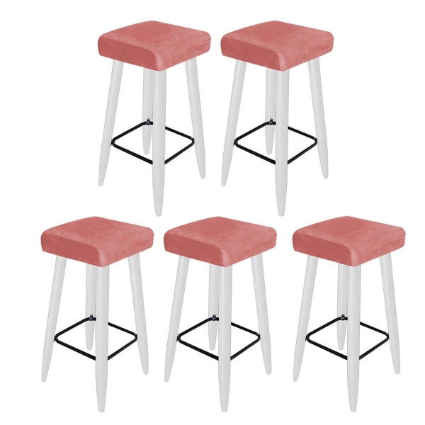 Kit 05 Banqueta Alta Quadrado Luma Para Cozinha Bar Balcão Bi