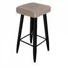 Kit 05 Banqueta Alta Quadrado Preto Suede Bege