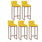 Kit 05 Banqueta Alta Suede Amarelo