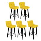 Kit 05 Banqueta Alta Suede Amarelo