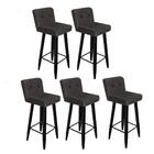 Kit 05 Banqueta Alta Suede Cinza