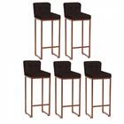 Kit 05 Banqueta Alta Suede Marrom