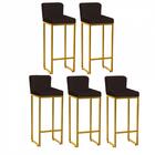 Kit 05 Banqueta Alta Suede Marrom