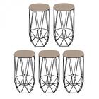 Kit 05 Banqueta Aramado Liz Preto Suede Bege