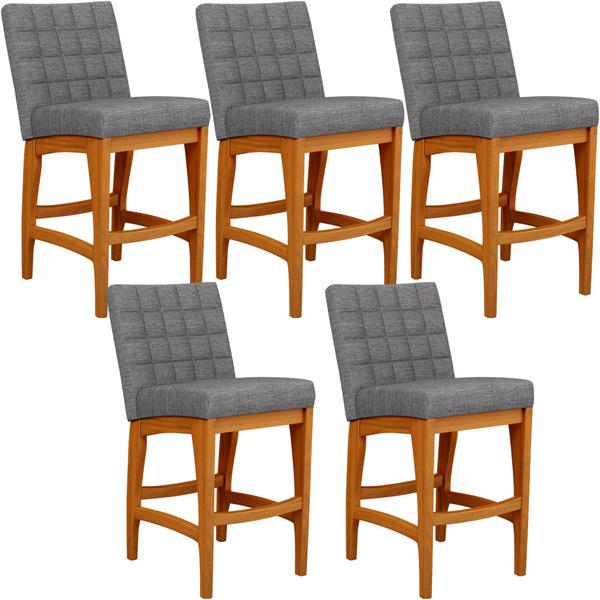 Kit 05 Banqueta Baixa Cozinha Bancada Bar Sala Jantar Fixa Mi