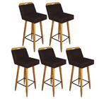 Kit 05 Banqueta Pé Palito Castanho Suede Marrom