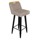 Kit 05 Banqueta Pé Palito Preto Suede Bege