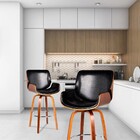 Kit 05 Banquetas Agra Giratória Com Base De Madeira E Apoio D