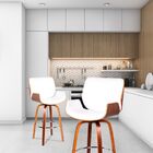 Kit 05 Banquetas Agra Giratória Com Base De Madeira E Apoio D