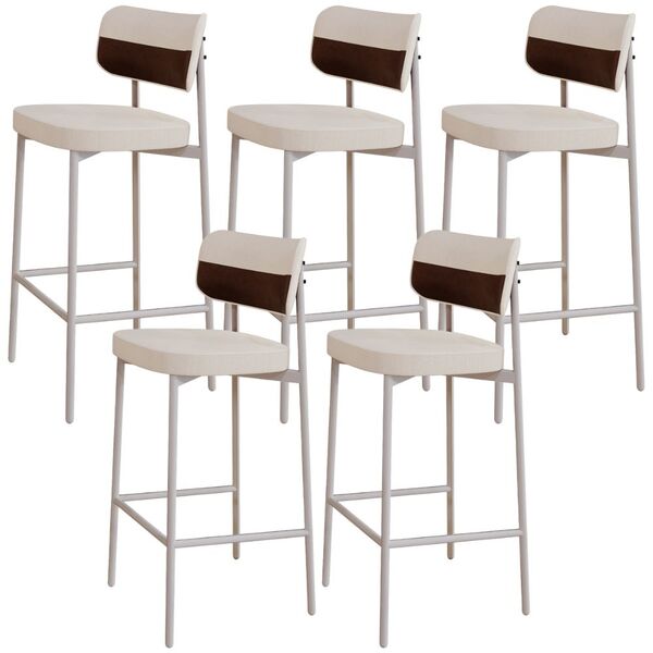 Kit 05 Banquetas Alta Bar Cozinha Sala De Jantar Aço Branco K