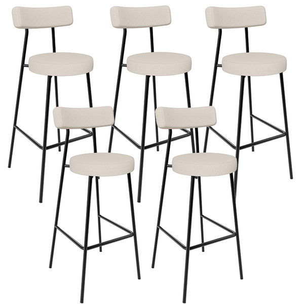 Kit 05 Banquetas Alta Bar Cozinha Sala De Jantar Em Aço Milão