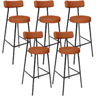 Kit 05 Banquetas Alta Bar Cozinha Sala De Jantar Em Aço Milão