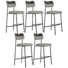 Kit 05 Banquetas Alta Bar Cozinha Sala Jantar Preto Elira L02