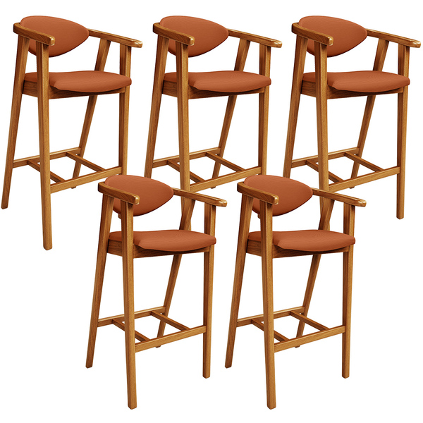 Kit 05 Banquetas Alta Cozinha Bancada Bar Sala De Jantar Fixa