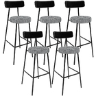 Kit 05 Banquetas Alta Cozinha Sala Jantar Em Aço Milão L02 Co