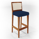 Kit 05 Banquetas Alta Para Cozinha Encosto Em Tela Branco Zio