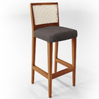 Kit 05 Banquetas Alta Para Cozinha Encosto Em Tela Branco Zio