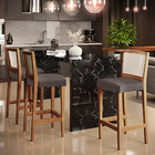 Kit 05 Banquetas Alta Para Cozinha Encosto Em Tela Branco Zio