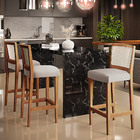 Kit 05 Banquetas Alta Para Cozinha Encosto Em Tela Branco Zio