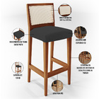 Kit 05 Banquetas Alta Para Cozinha Encosto Em Tela Branco Zio